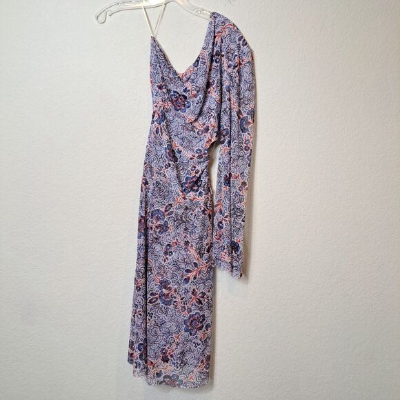 Misa Los Angeles Calypso One-Shoulder Cutout Dress Sz M Made In USA Bell Sleeve - Picture 9 of 11